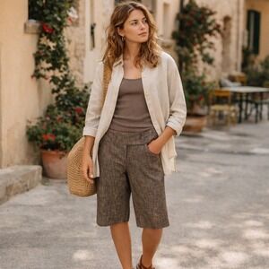 MyMichelle Textured Culottes Womens Size 13 Brown Knee Length Bermuda Y2K Twee
